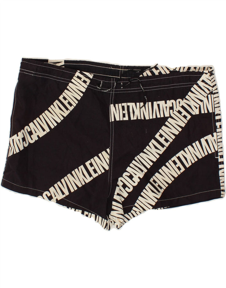 CALVIN KLEIN Shorts de baño gráficos para hombre Poliéster negro mediano