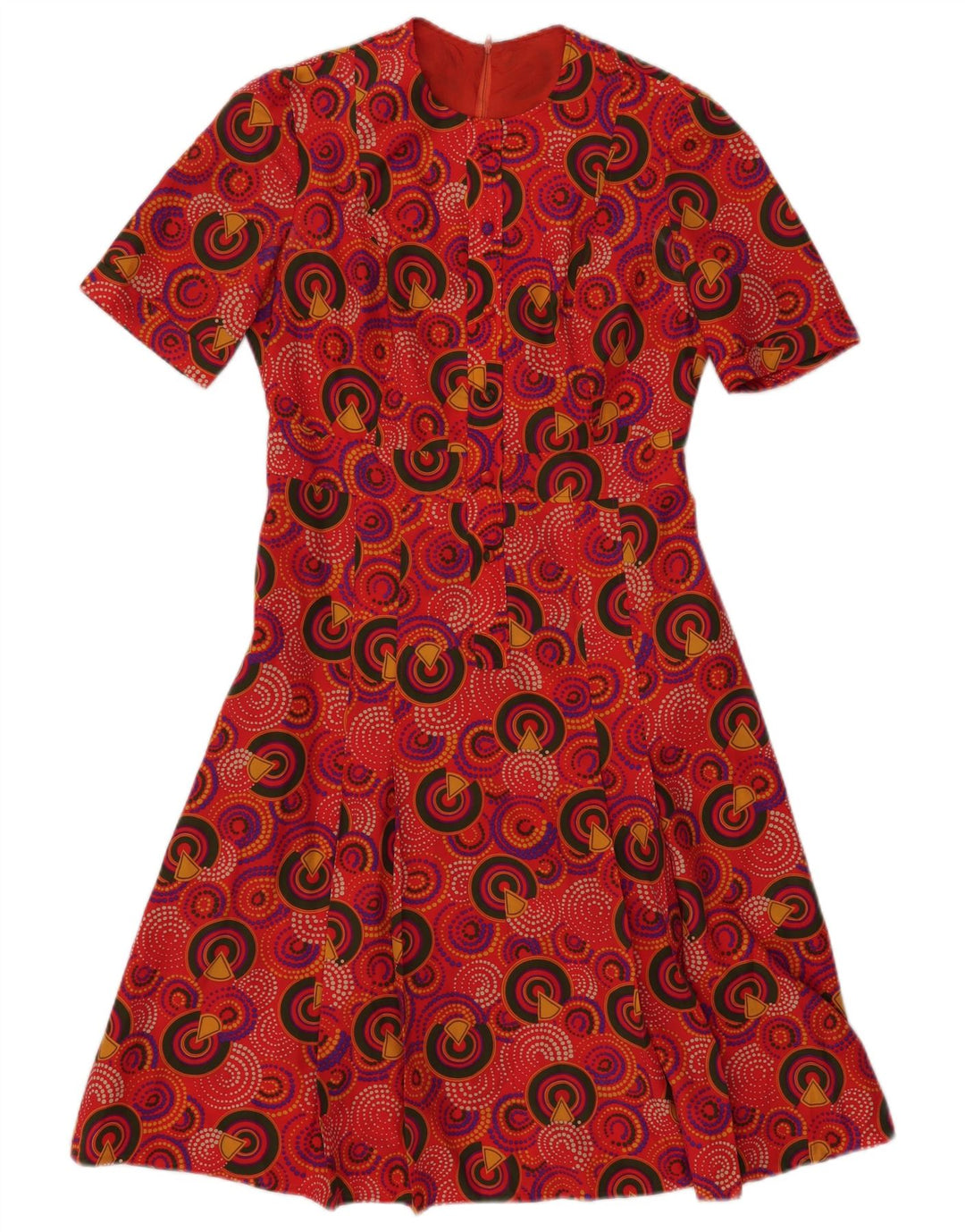 VINTAGE Vestido de mujer A-Line IT 46 Grande Rojo Geométrico