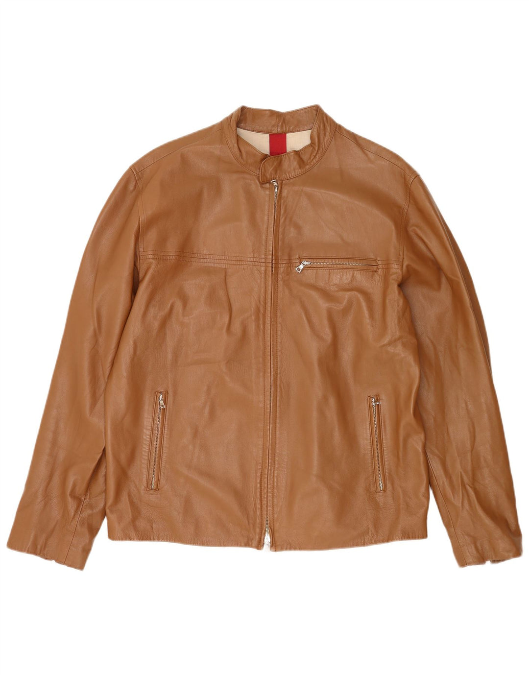 John and Son's Chaqueta de cuero para hombre IT 54 2XL Cuero marrón