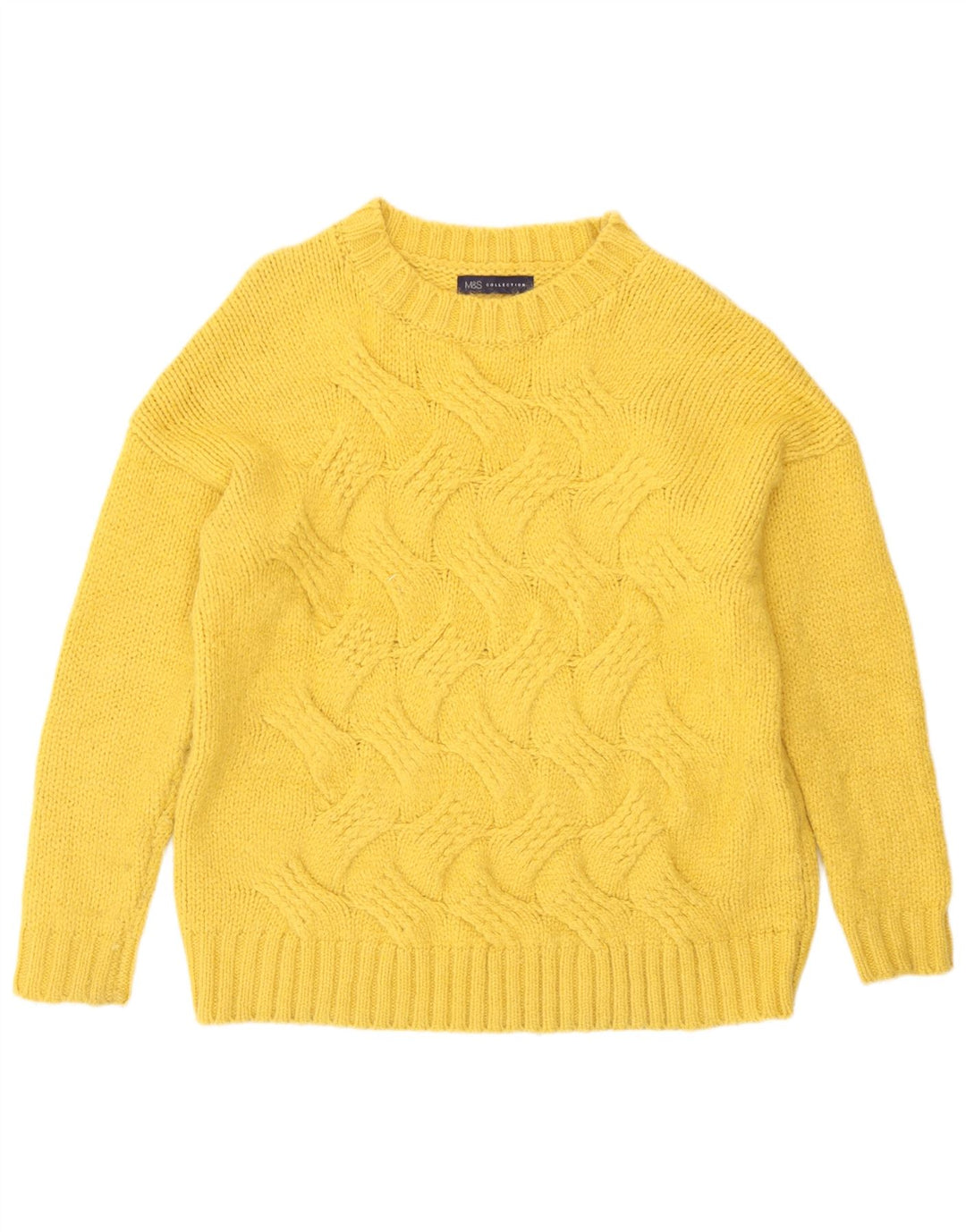 Marks & Spencer - Jersey de cuello redondo para mujer, talla 40, acrílico amarillo mediano