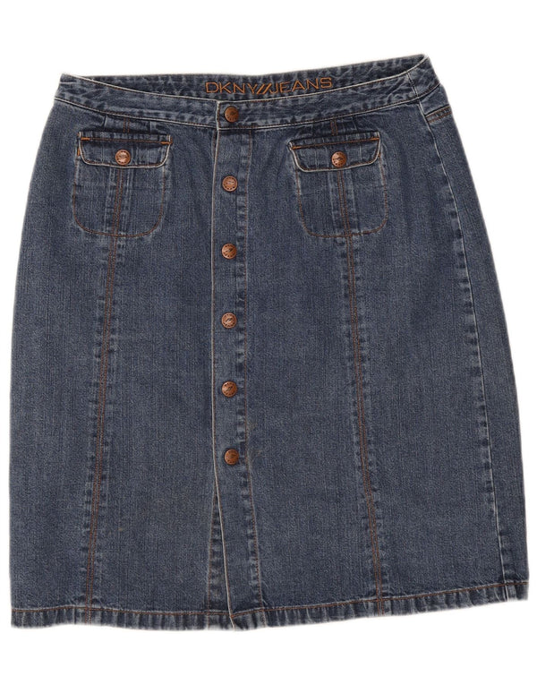 Dkny Falda vaquera de cintura alta para mujer US 10 grande W30 algodón azul