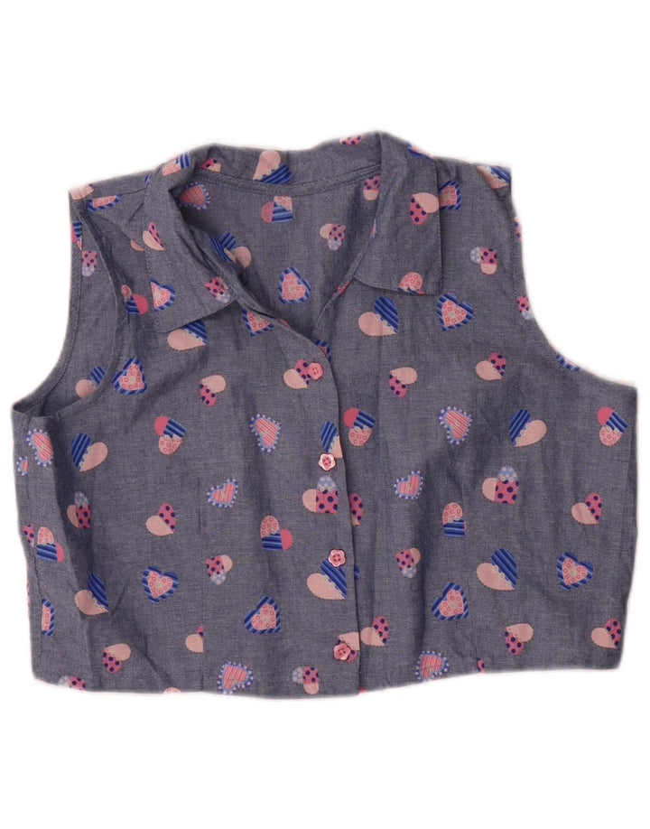 Vintage mujer 2 piezas falda conjunto medio W32 azul geométrico