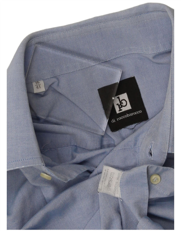 Camisa Roccobarocco para hombre talla 41 16 algodón azul grande
