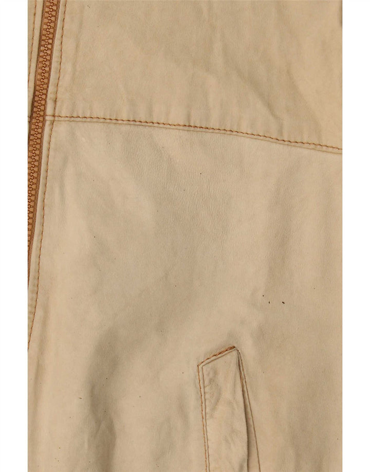 Vintage mujer bombardero chaqueta de cuero Reino Unido 14 beige medio