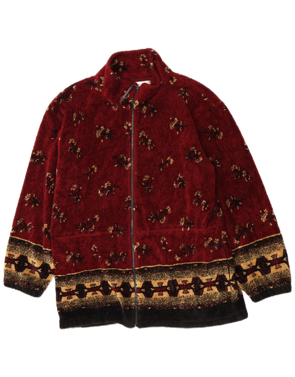 Vintage hombres chaqueta de lana Reino Unido 38 medio borgoña floral