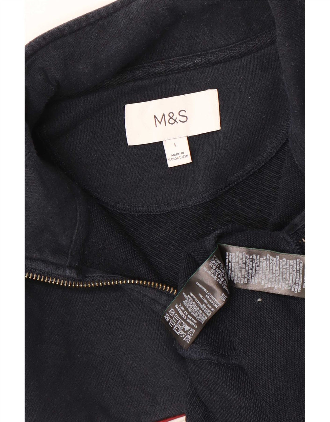 Marks & Spencer Sudadera con cuello y cremallera para hombre, tipo jersey, talla grande, color azul marino