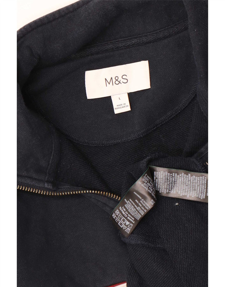 Marks & Spencer Sudadera con cuello y cremallera para hombre, tipo jersey, talla grande, color azul marino
