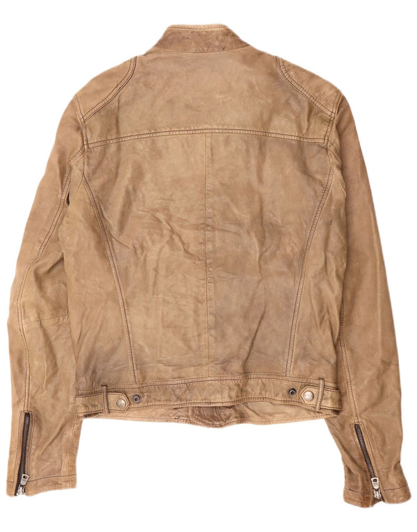 Gas Chaqueta motera de cuero para hombre UK 36 Small Cuero marrón