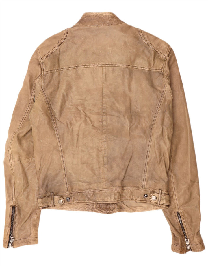 Gas Chaqueta motera de cuero para hombre UK 36 Small Cuero marrón