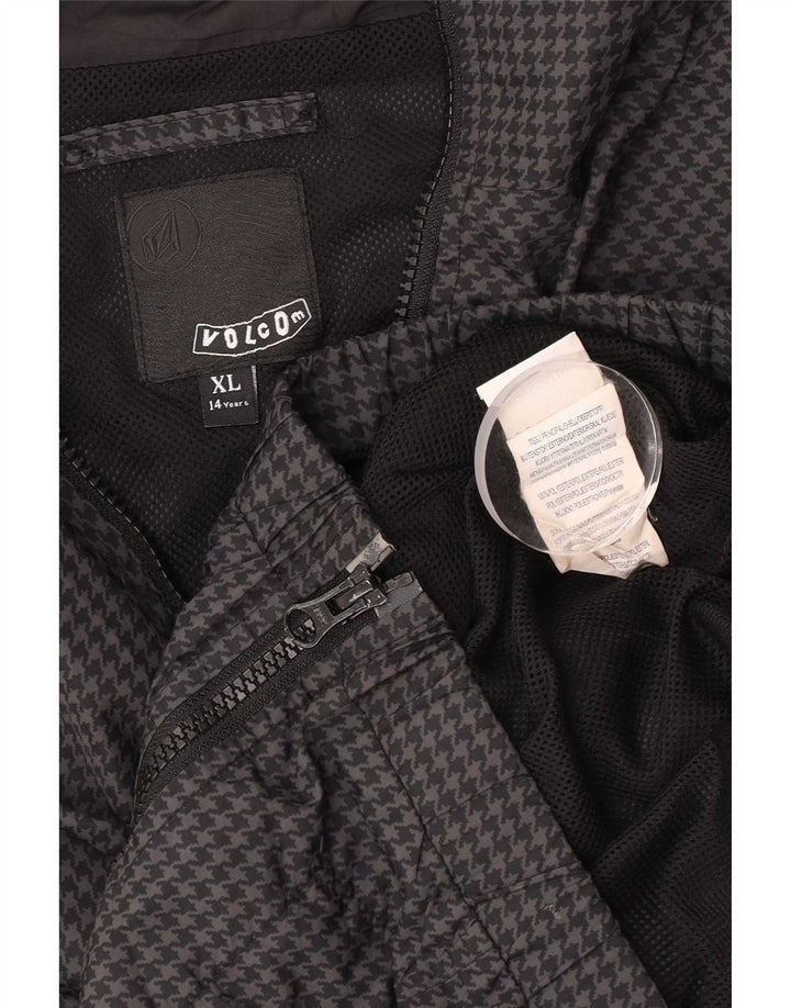 Volcom Chubasquero con capucha para niña 13-14 años XL Gris Pata de gallo Poliéster