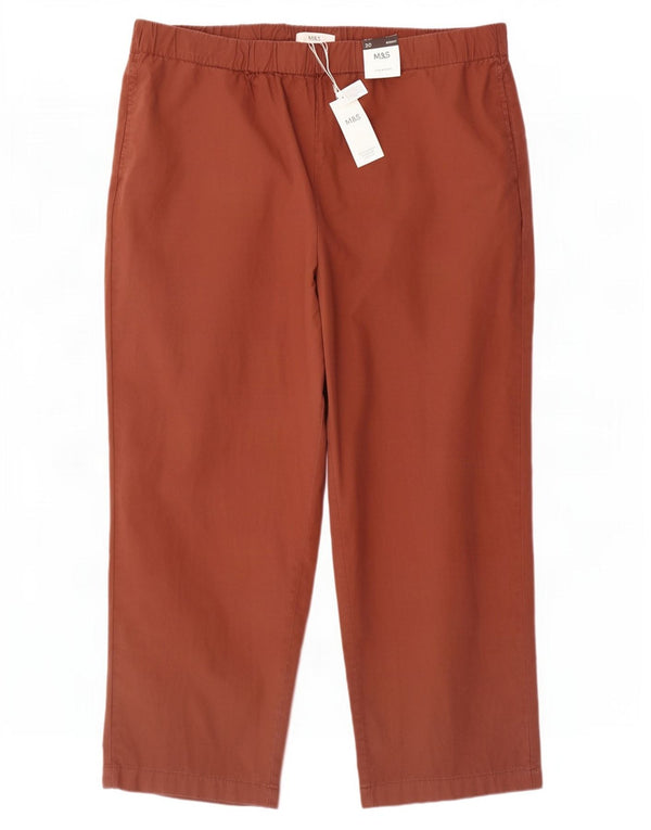Marks & Spencer Pantalones Casuales de Cintura Alta para Mujer UK 20 2XL W40 L26 Marrón