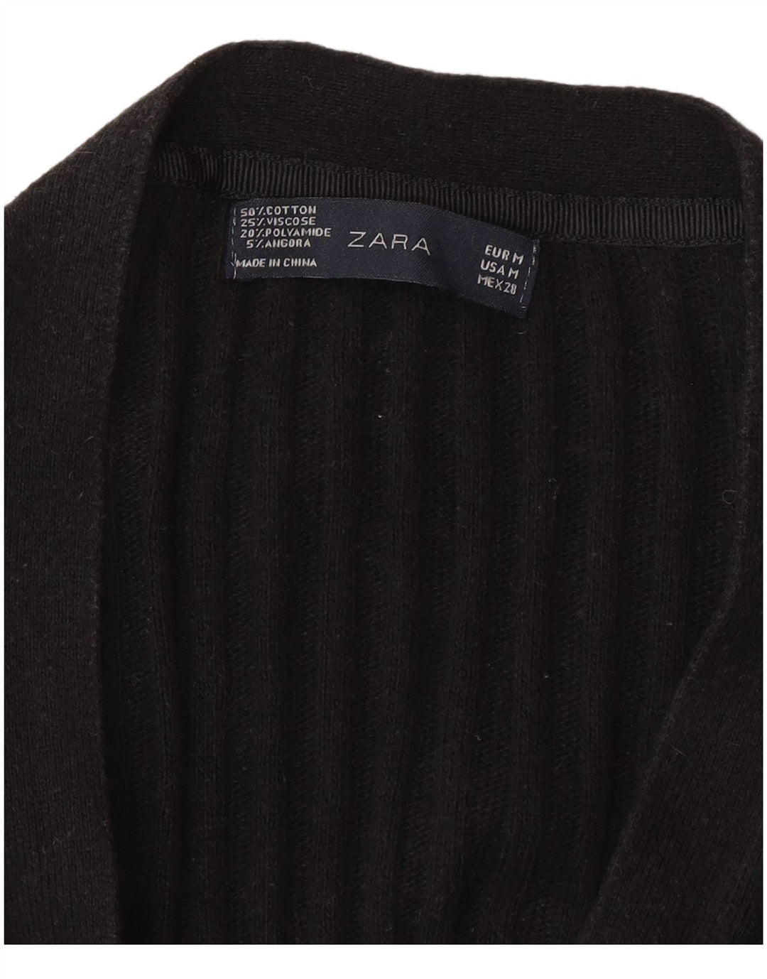 Zara Mujer Cárdigan Suéter UK 12 Mediano Negro
