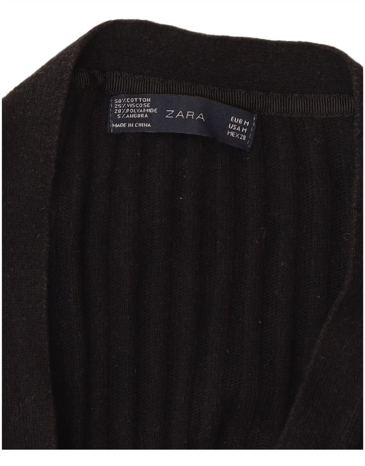 Zara Mujer Cárdigan Suéter UK 12 Mediano Negro