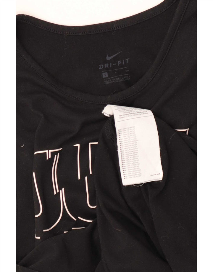 Nike Dri Fit Graphic Vest Top para mujer UK 10 Pequeño Poliéster negro