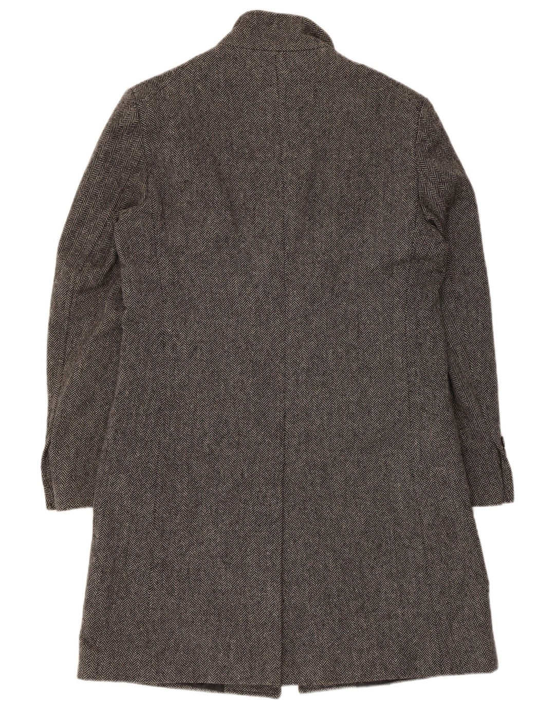 Zara Abrigo largo de corte clásico para hombre UK 40 Large Grey Herringbone