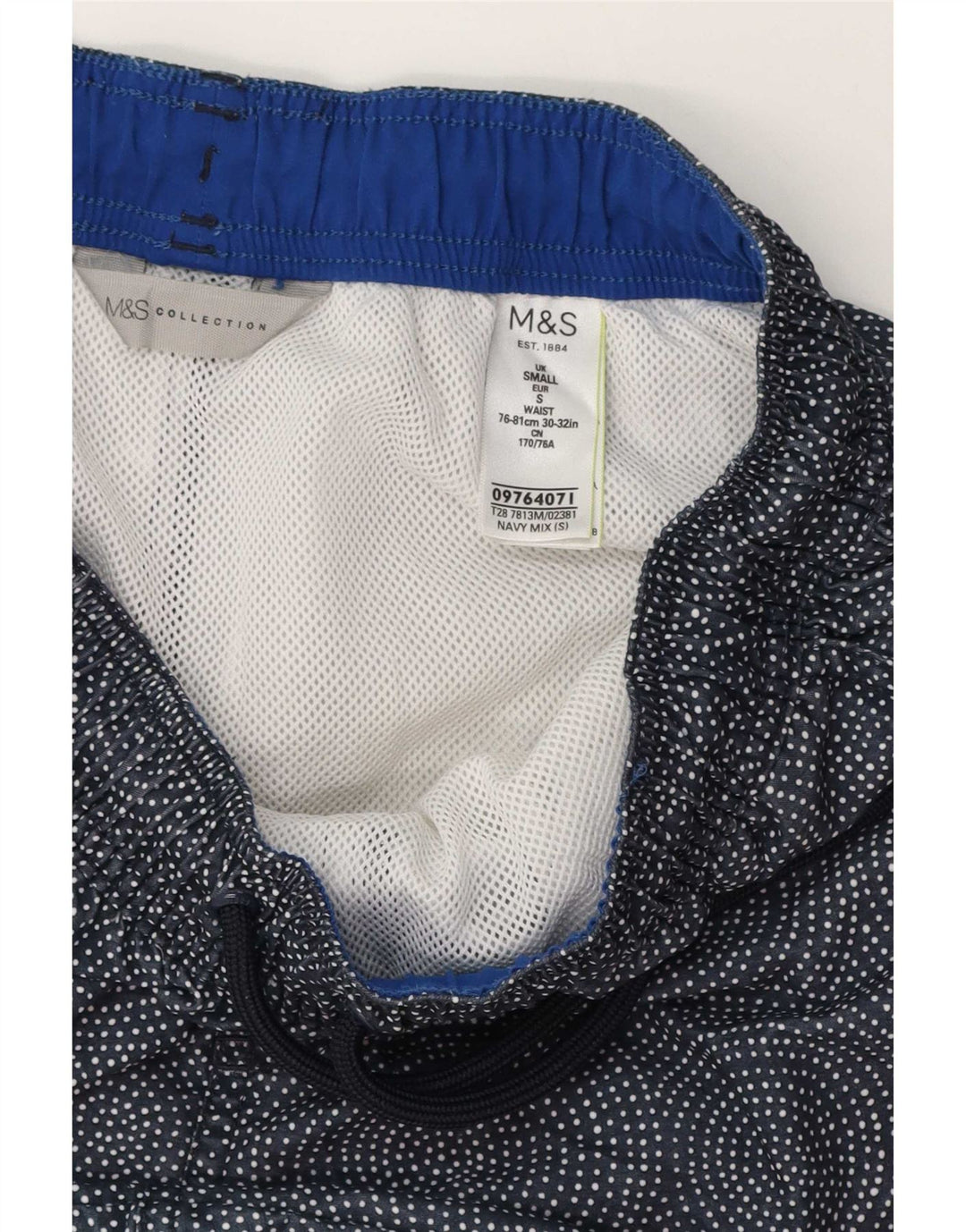 Marks & Spencer - Bañador para hombre (talla pequeña), color azul marino, poliéster geométrico