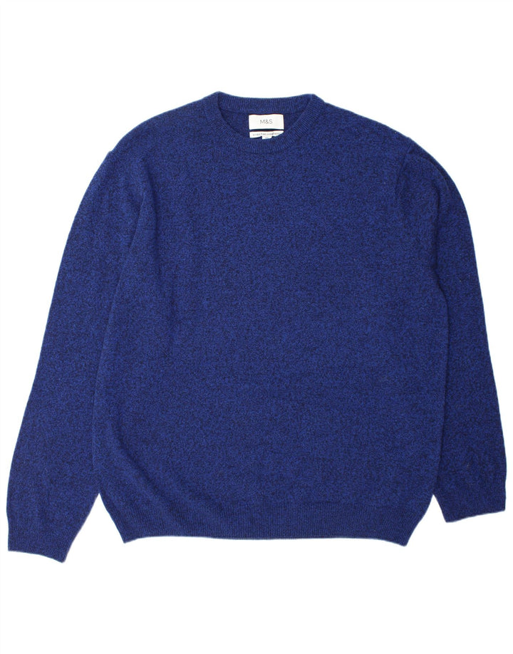Marks & Spencer - Jersey de cuello redondo para hombre, talla 2XL, lana azul