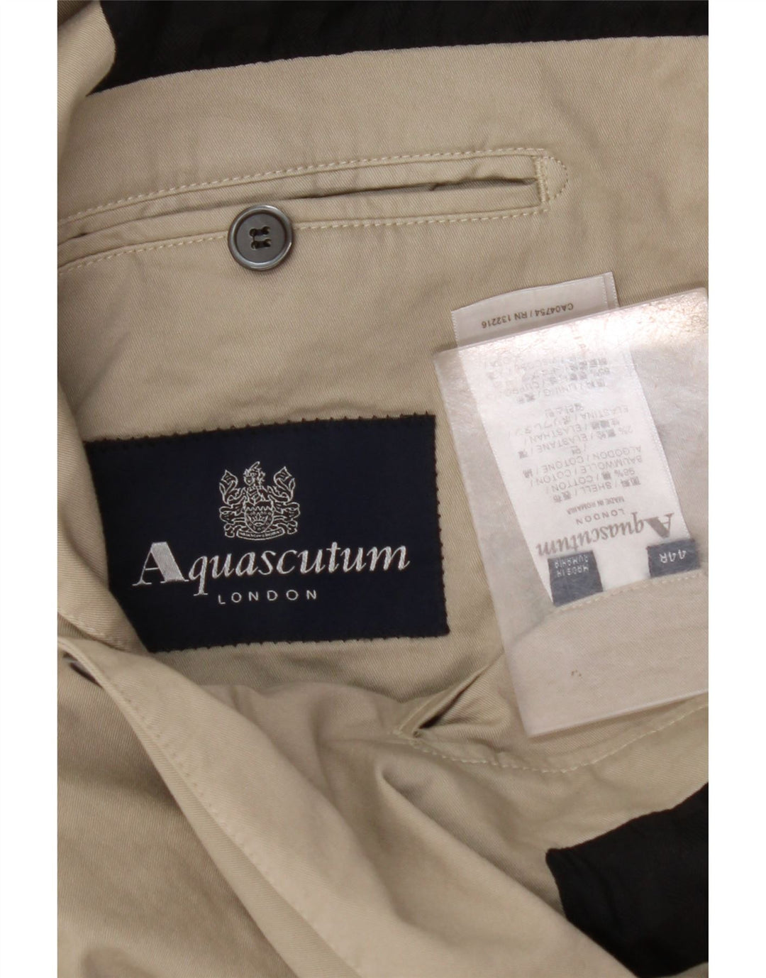 AQUASCUTUM Chaqueta tipo blazer de 2 botones para hombre UK 44 2XL Algodón beige