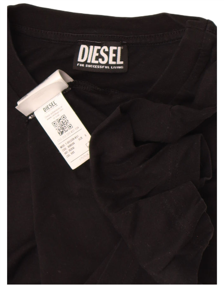 Diesel Hombre Camiseta Gráfica Top Pequeño Algodón Negro