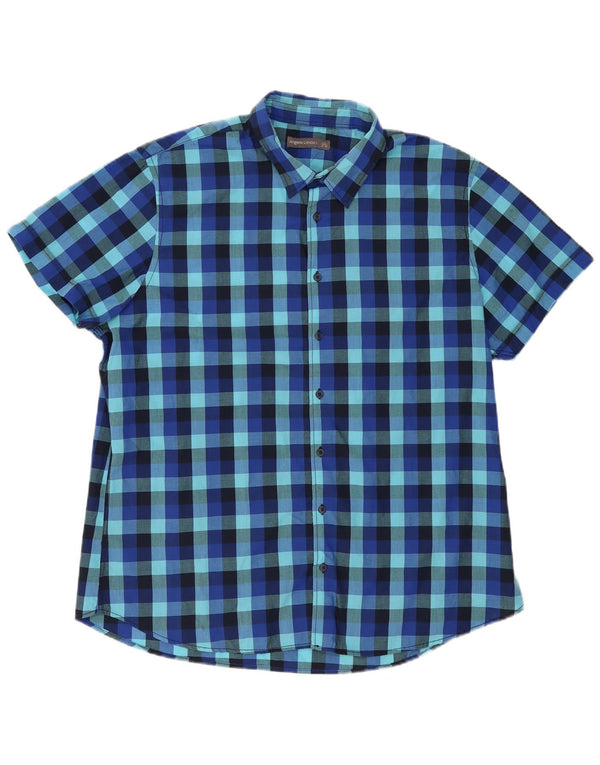 Angelo Litrico Camisa Manga Corta Hombre Talla 45/46 2XL Azul Vichy