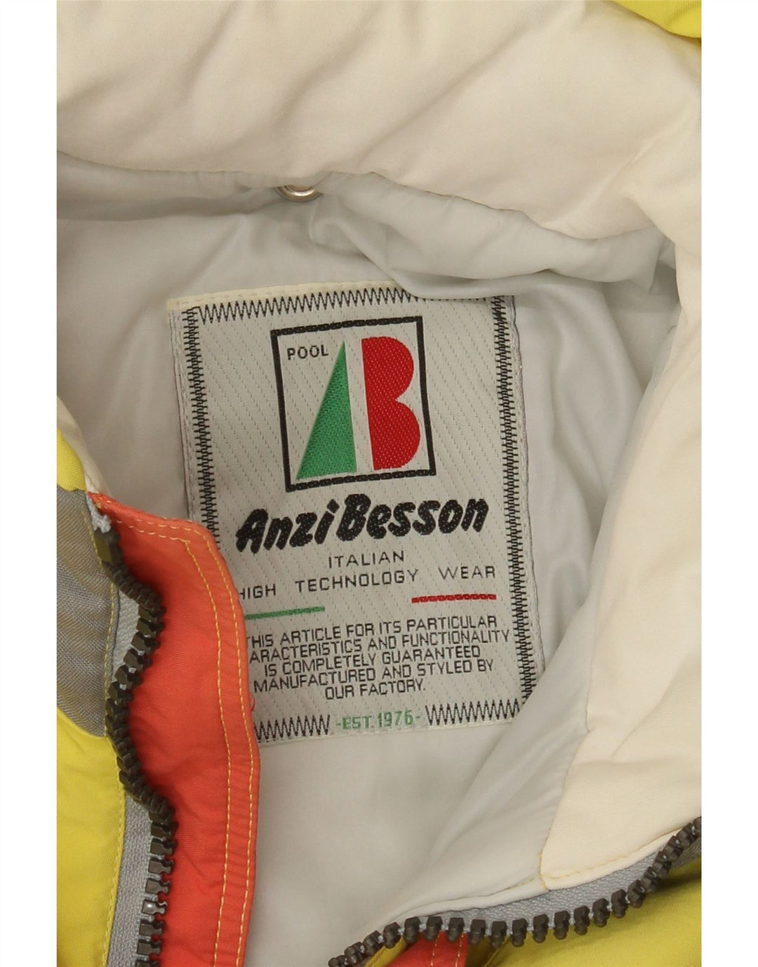 Anzi Besson Chaqueta de esquí con capucha gráfica para hombre UK 38 Medium Yellow Colourblock