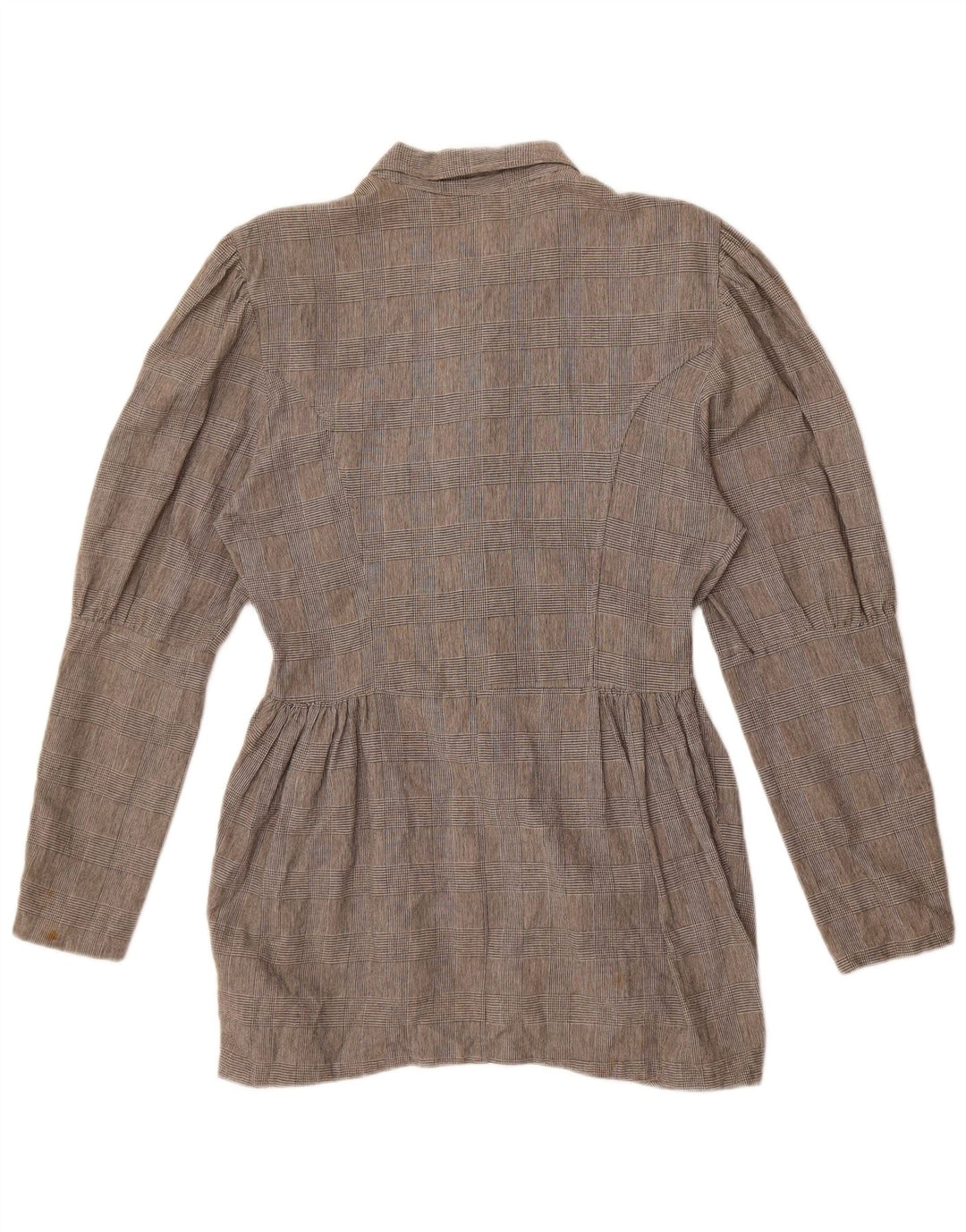 Benetton Blusa Camisa Mujer IT 46 Large Gris Cuadros Algodón