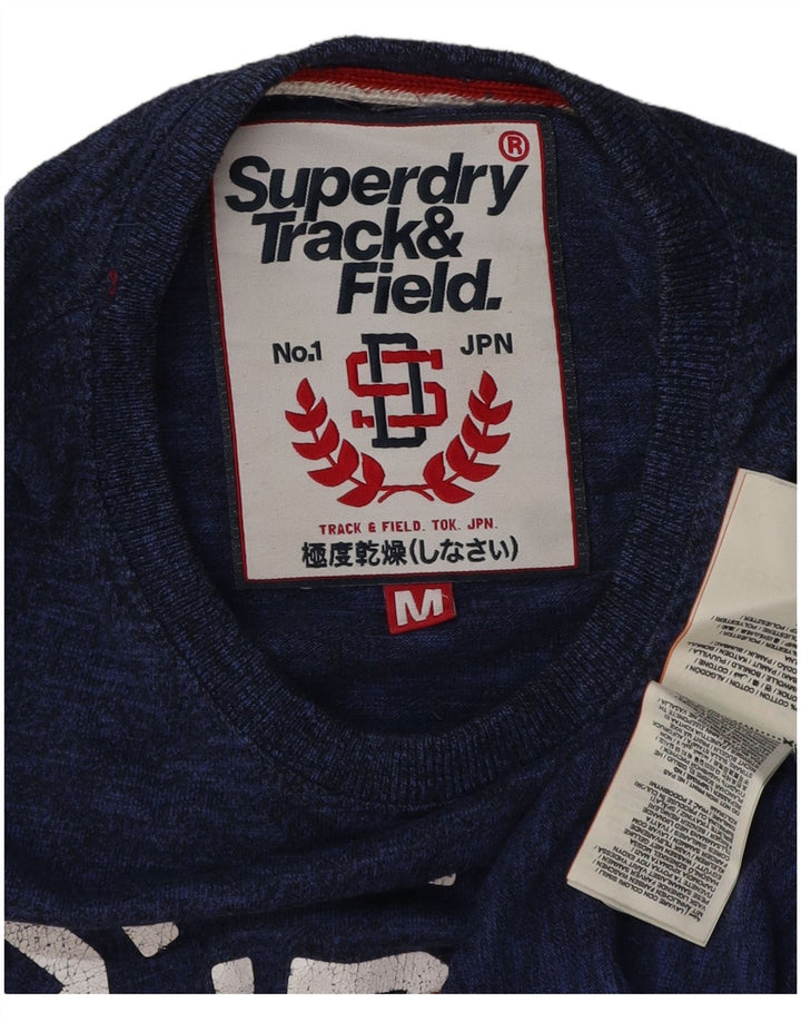 SUPERDRY Hombre Camiseta gráfica Top Algodón azul medio