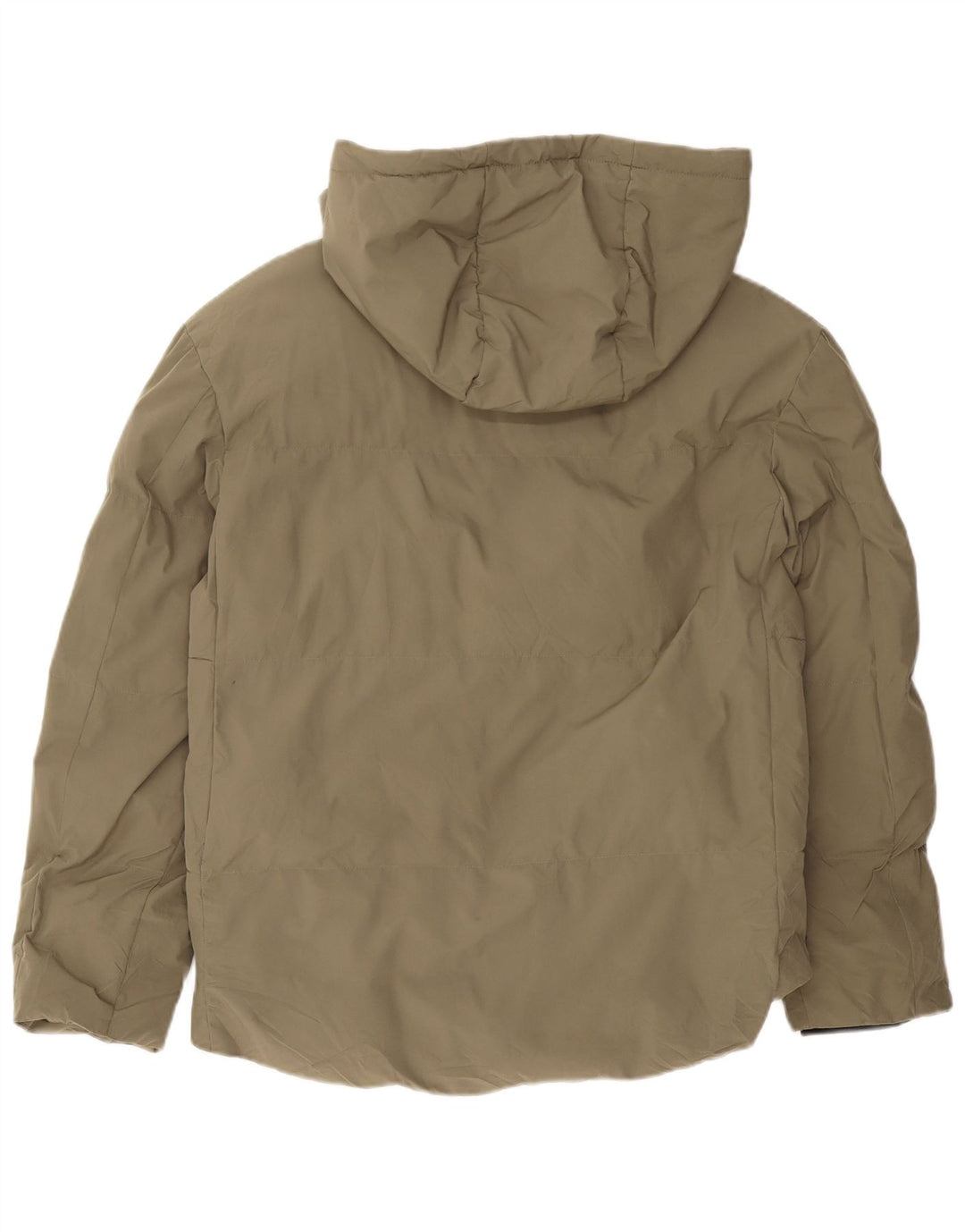 Zara Hombre Chaqueta Acolchada Con Capucha UK 38 Medium Caqui Poliéster