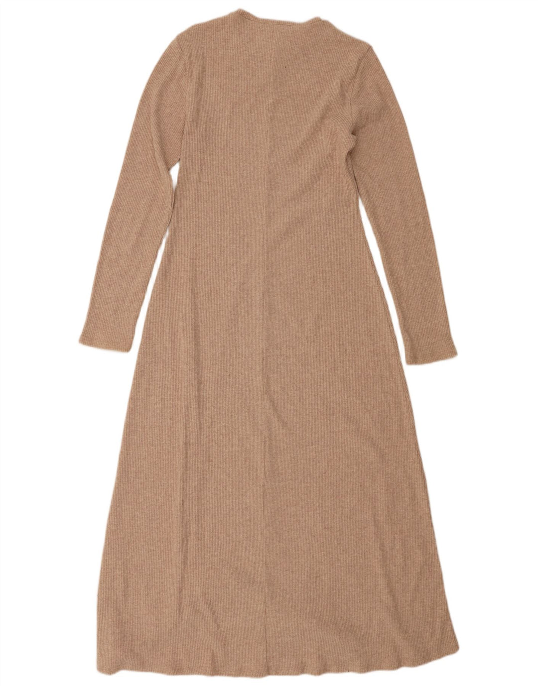 Zara Mujer Maxi Vestido De Manga Larga UK 42 Medio Beige