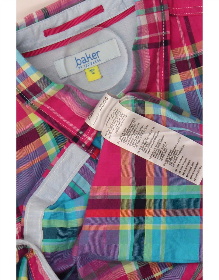 TED BAKER Camisa de franela para niño 9-10 años Algodón a cuadros multicolor