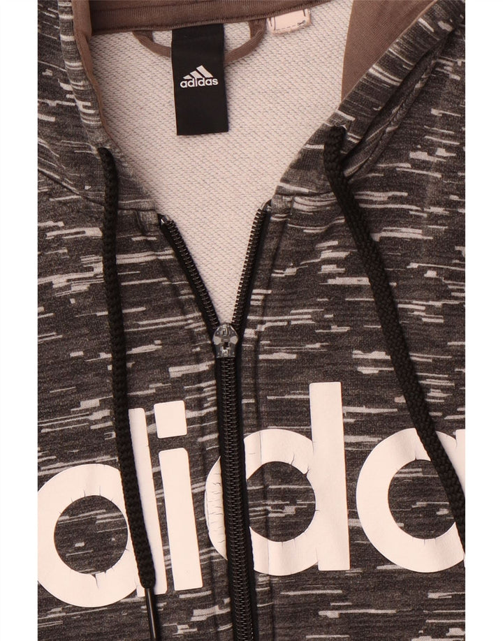 ADIDAS Sudadera con capucha y cremallera gráfica para hombre Gris medio moteado