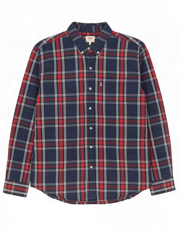 Camisa Levi's para hombre de algodón a cuadros azul marino grande