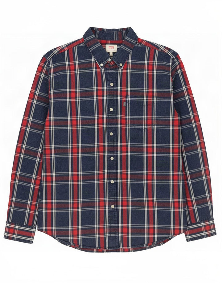 Camisa Levi's para hombre de algodón a cuadros azul marino grande