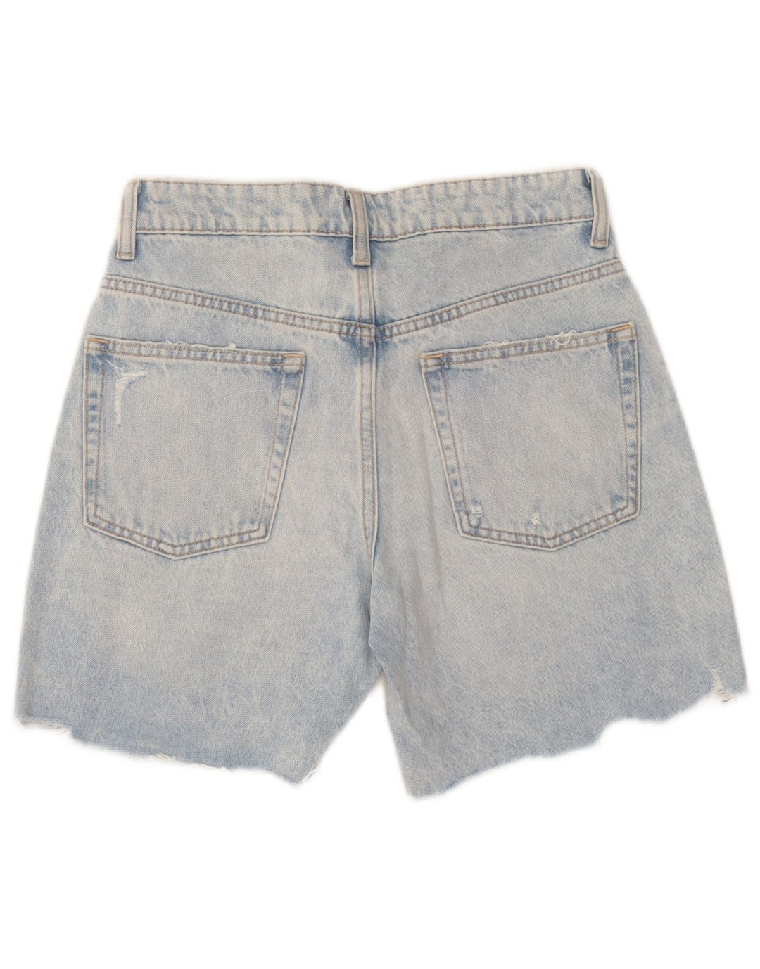 Zara Mujer Pantalones Cortos De Mezclilla Desgastados EU 36 XS W26 Algodón Patchwork Azul