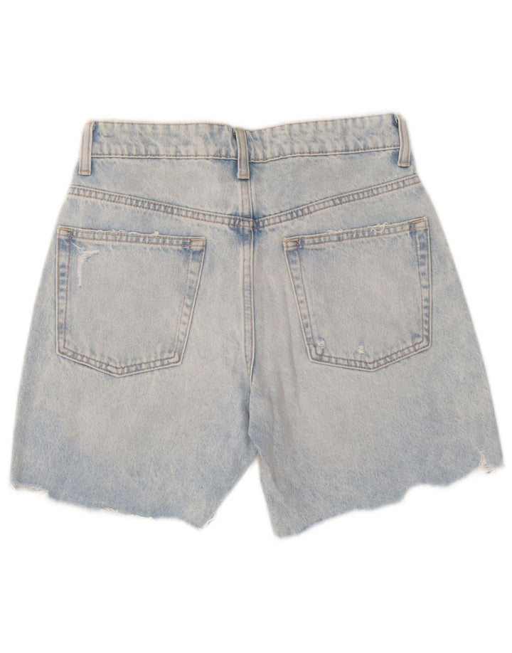Zara Mujer Pantalones Cortos De Mezclilla Desgastados EU 36 XS W26 Algodón Patchwork Azul