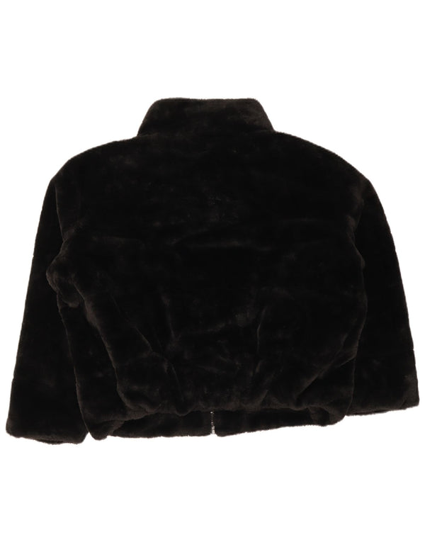 Zara Mujer Chaqueta De Piel Sintética UK 46 Grande Poliéster Negro