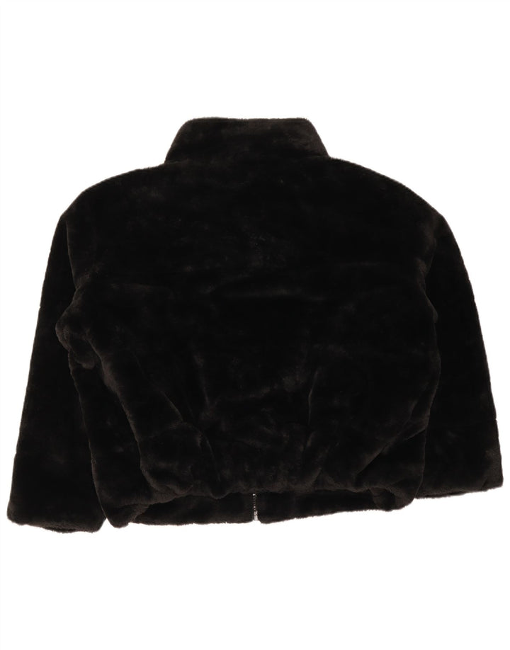 Zara Mujer Chaqueta De Piel Sintética UK 46 Grande Poliéster Negro