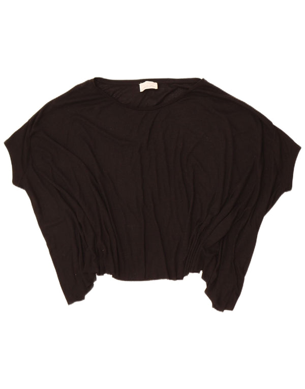 Zara Mujer Batwing Blusa Extragrande Top UK 10 Small Poliéster Negro
