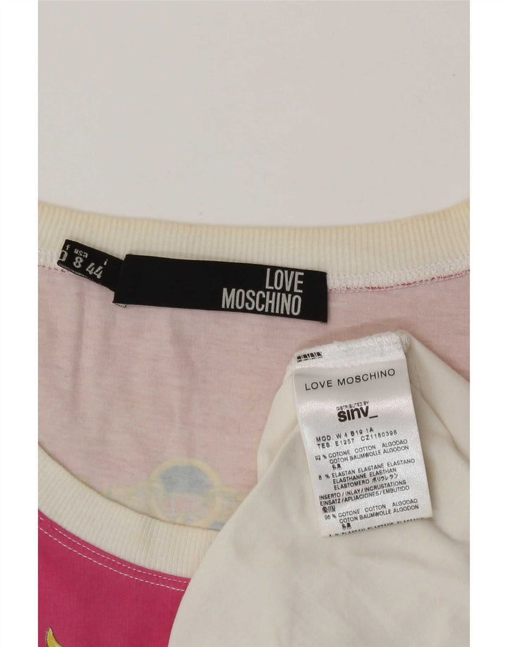 Moschino Camiseta con estampado abstracto para mujer IT 44 Medium White