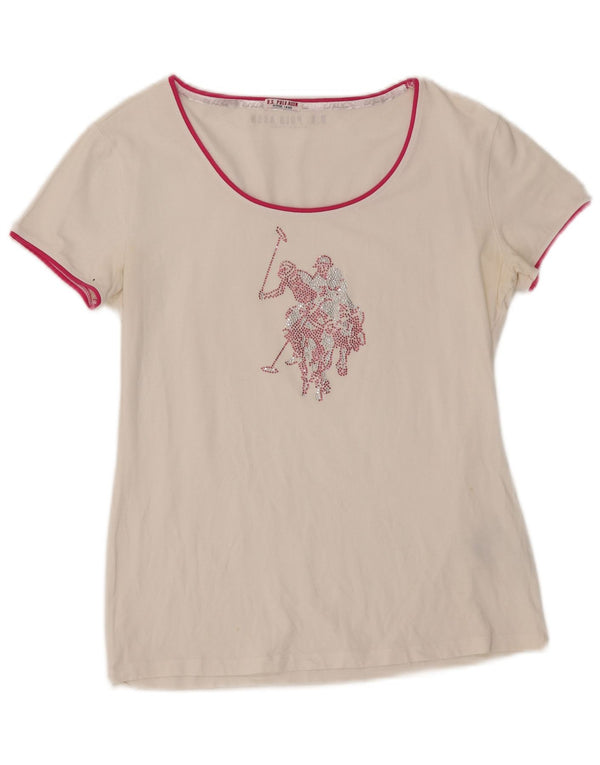 Asociación de Polo de EE. UU. Camiseta gráfica para mujer Top UK 40 XL Algodón blanco