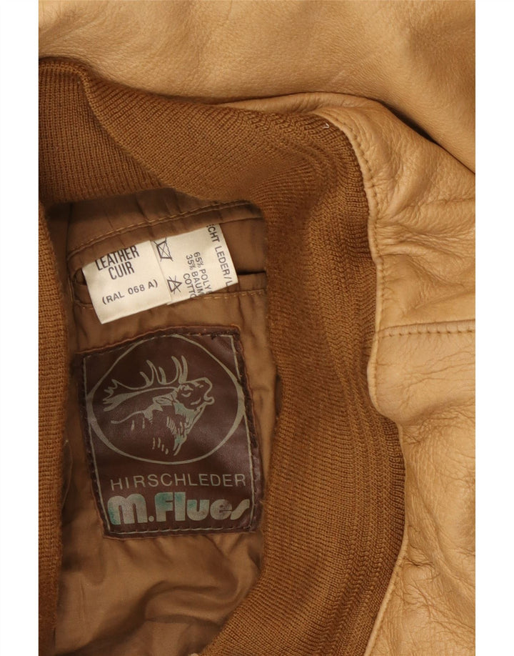 VINTAGE Chaqueta de cuero para hombre Reino Unido 38 Cuero beige medio
