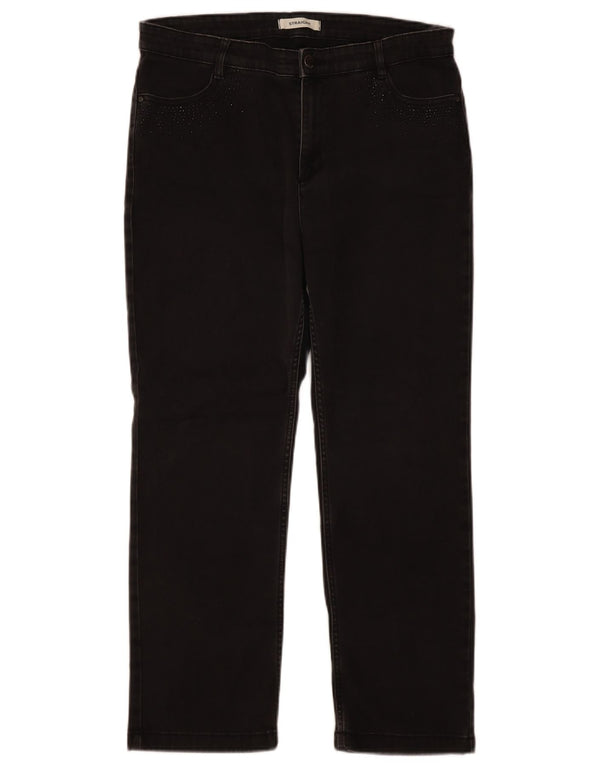 Marks & Spencer Vaqueros Rectos para Mujer UK 40 Grande W36 L28 Algodón Negro