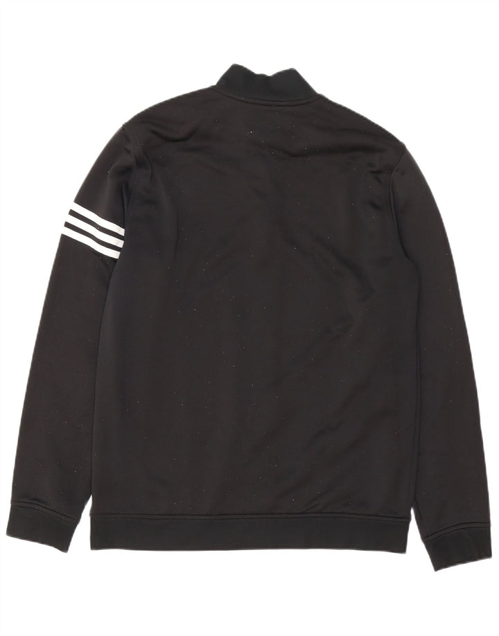 Adidas Mens Climalite Zip Neck Sudadera Jumper Medium Negro Poliéster