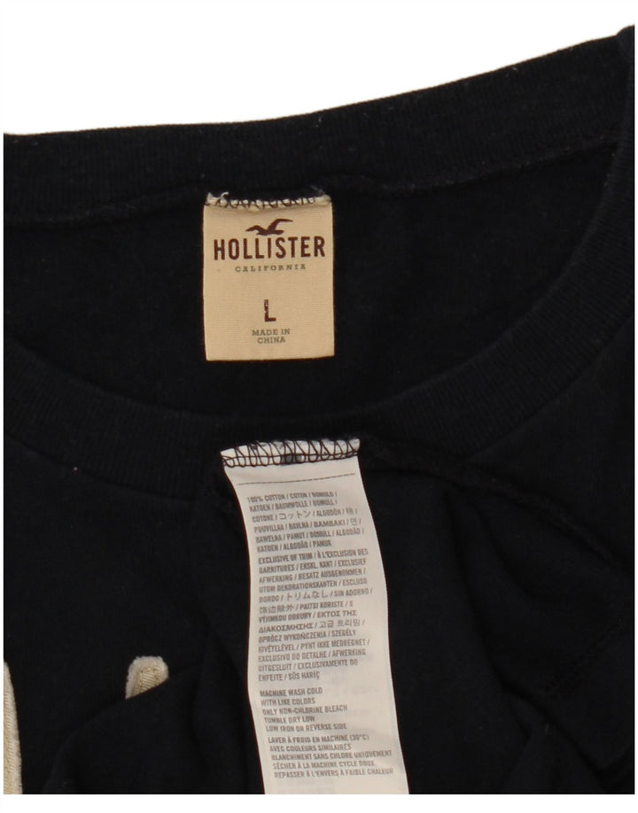 Hollister Hombre Graphic Top Manga Larga Grande Algodón Negro