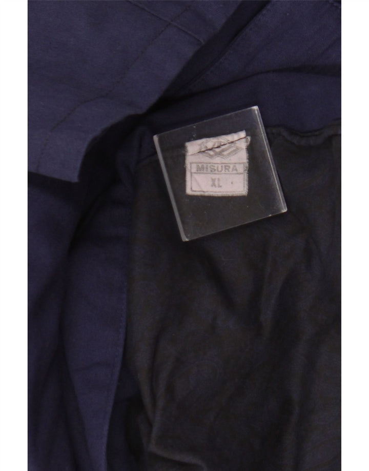 Chaqueta tipo blazer con cremallera para hombre, 2 botones, manga 3/4, UK 42 XL, algodón azul marino