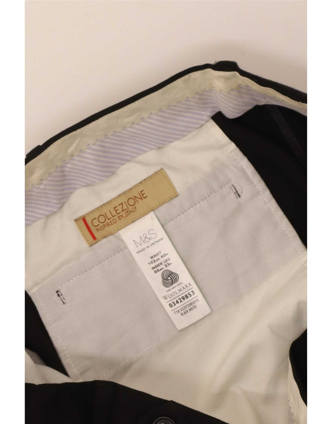 Marks & Spencer Pantalones de traje con pinzas para mujer W40 L33 Lana negra
