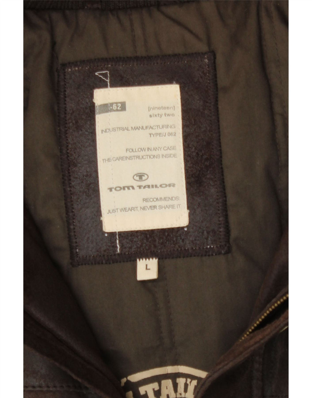 Tom Tailor Chaqueta bomber de cuero con estampado gráfico para hombre UK 40 Large Cuero marrón