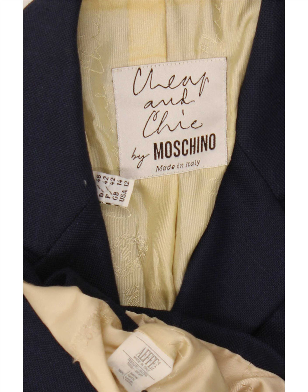 Moschino Chaqueta Blazer de Manga Corta con 3 Botones para Mujer UK 44 Grande Azul Marino