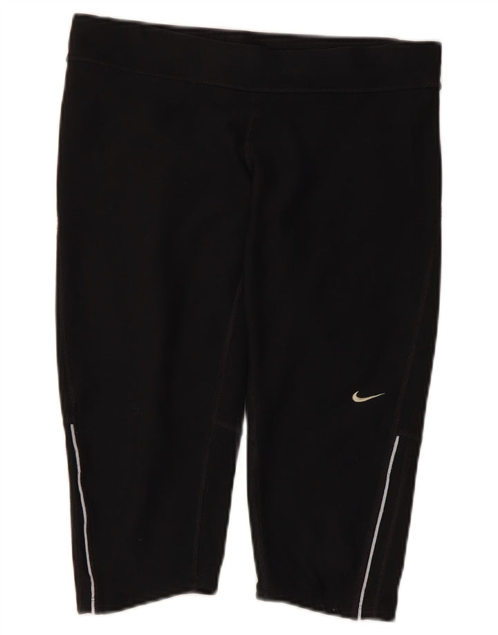 NIKE Leggings Capri Dri Fit para Mujer UK 12 Mediano Negro Poliéster
