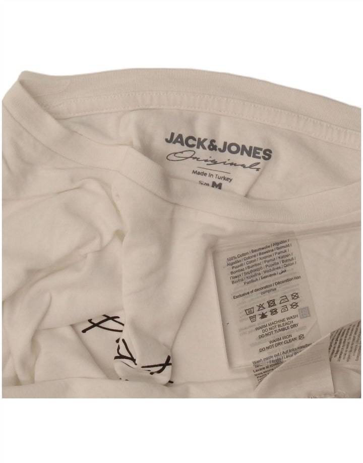 Jack & Jones Hombre Graphic Top Manga Larga Algodón Blanco Mediano
